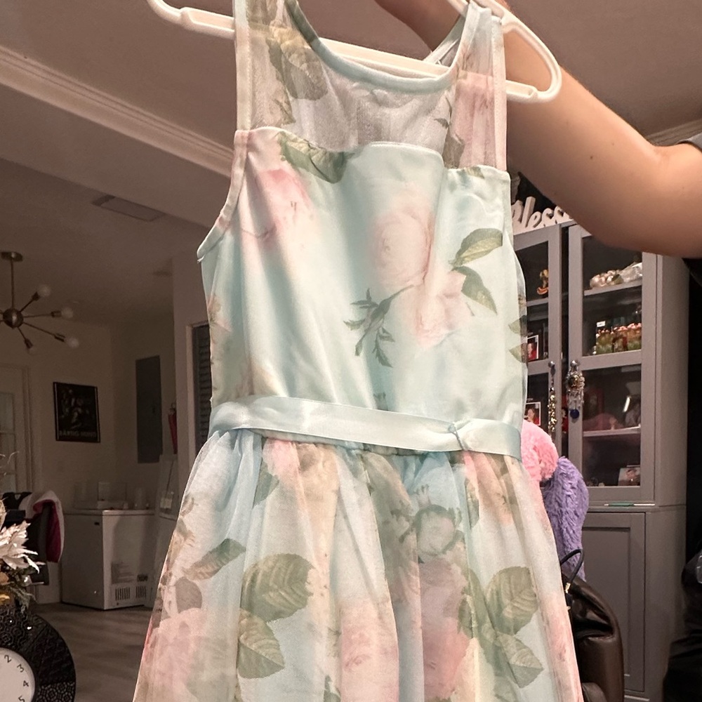 Floral Kids Dress in Blue and Pink